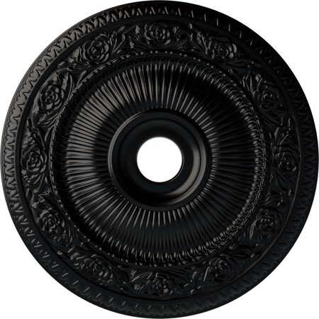 Ekena Millwork Logan Ceiling Medallion (Fits Canopies up to 6 1/8"), 24 1/4"OD x 3 7/8"ID x 2"P, Jet Black CM24LO1BLF